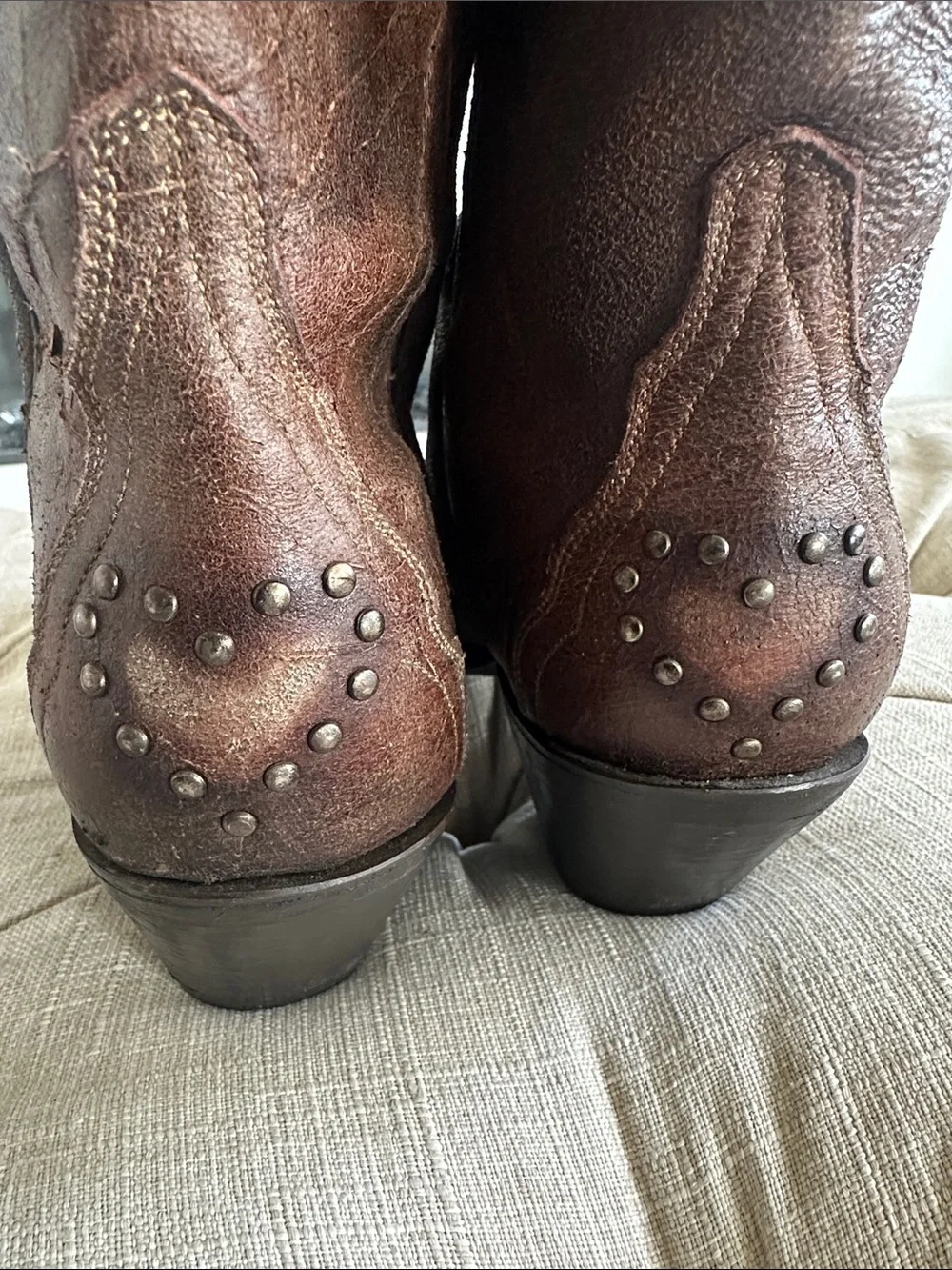 Dan Post Brown Studded Western Ankle Boots